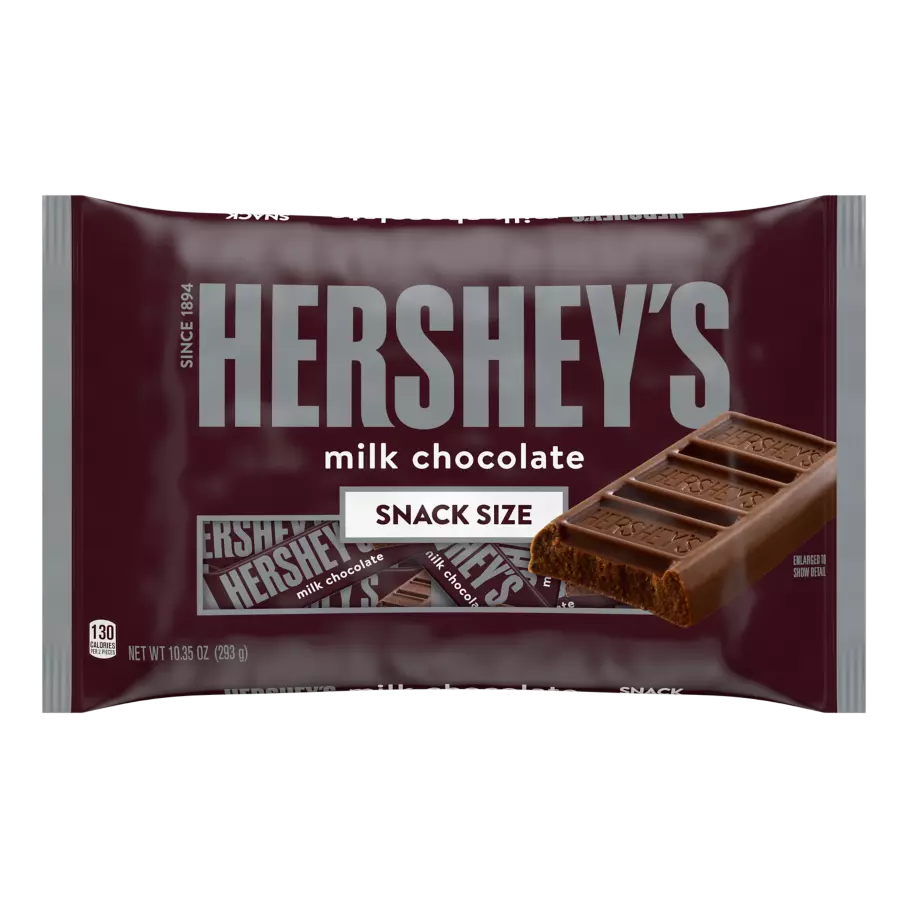 HERSHEY'S Milk Chocolate Snack Size Candy Bars, 10.35 oz bag - Front of Package