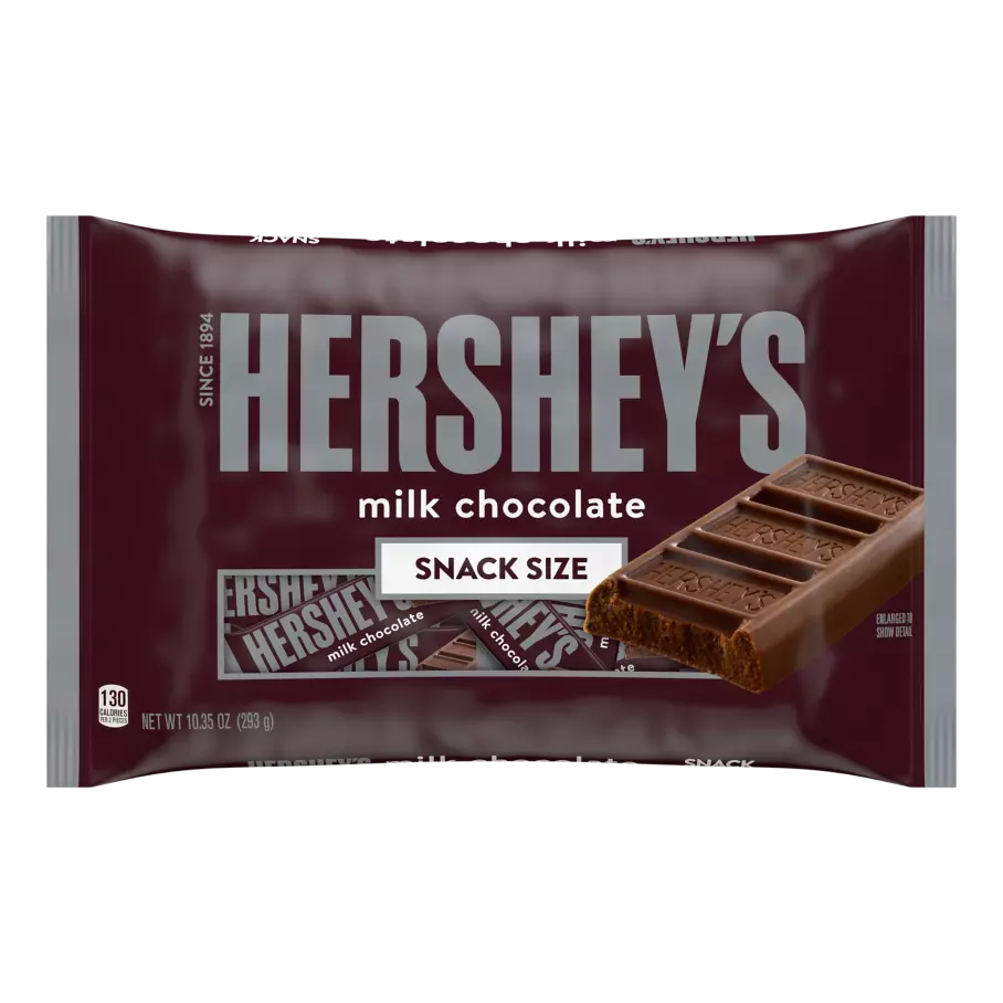 HERSHEY'S Milk Chocolate Snack Size Candy Bars, 10.35 oz bag