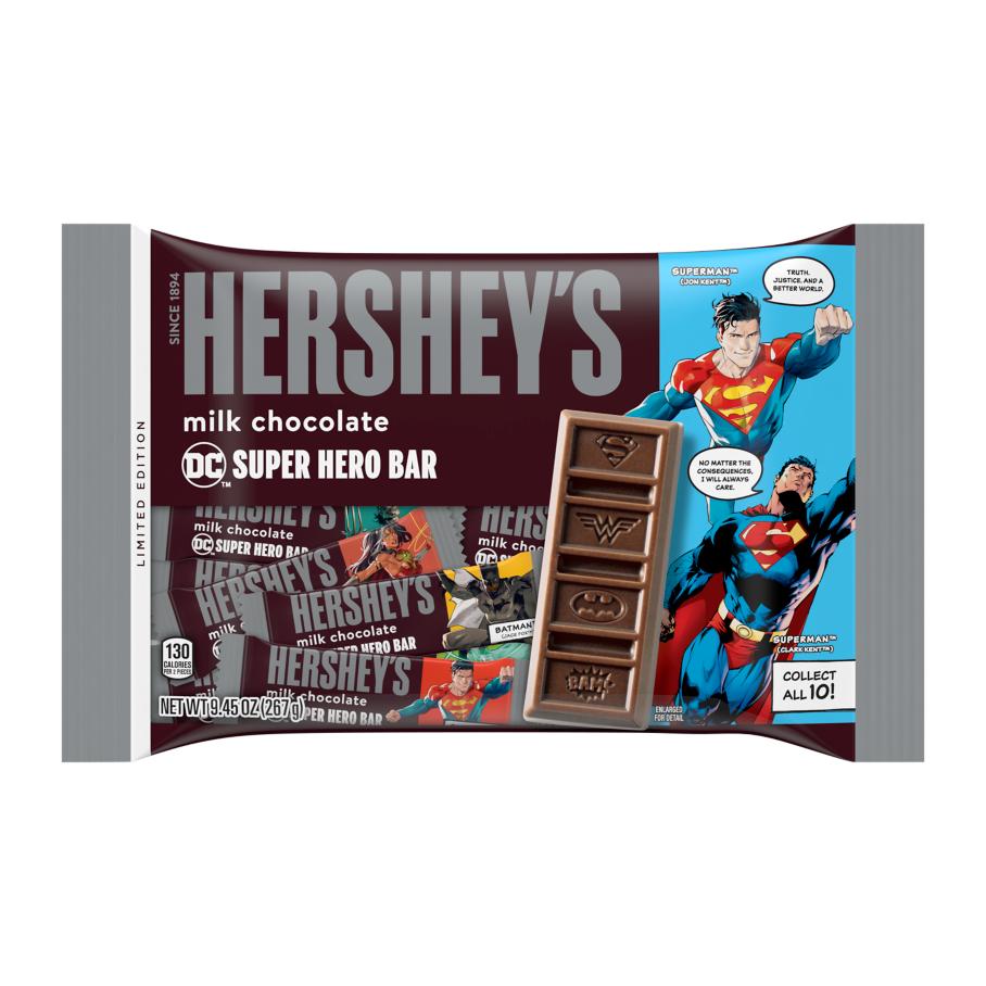 HERSHEY’S Milk Chocolate DC Super Hero Snack Size Candy Bars, 9.45 oz - Front of Package