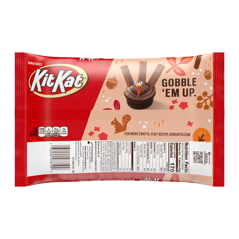 KIT KAT® Fall Harvest Milk Chocolate Miniatures Candy Bars, 10 oz bag - Back of Package