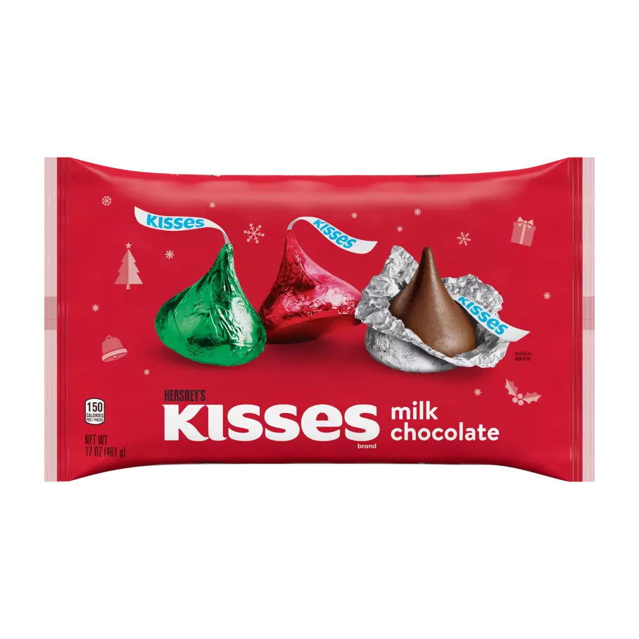 HERSHEY'S KISSES Holiday Milk Chocolate Candy, 17 oz bag - Front of Package
