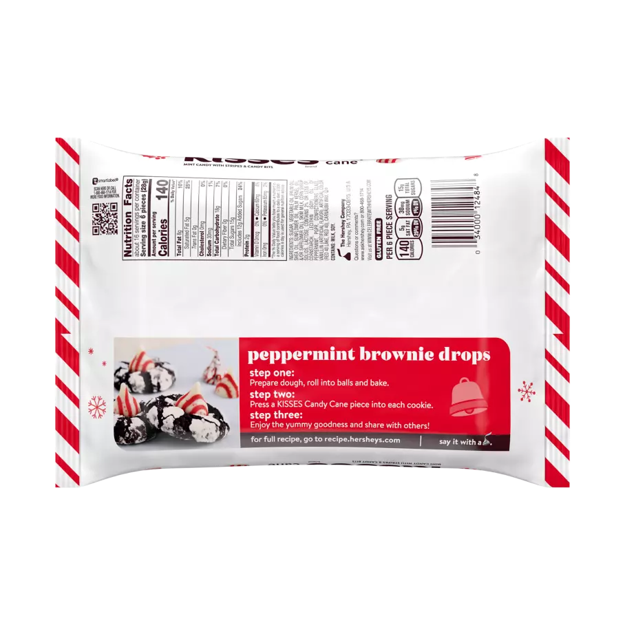 HERSHEY'S KISSES Candy Cane Flavored Mint Candy, 16 oz bag