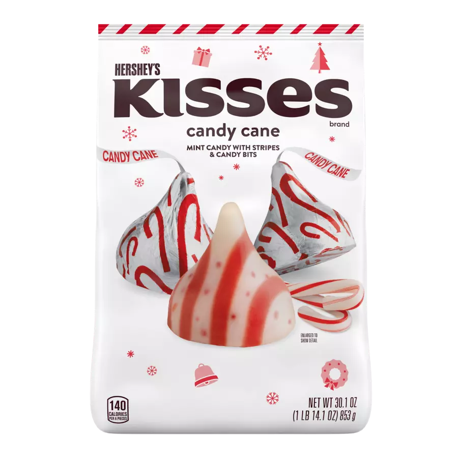 HERSHEY'S KISSES Candy Cane Flavored Mint Candy, 30.1 oz bag