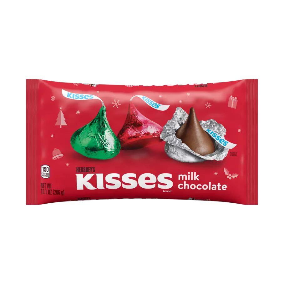 HERSHEY'S KISSES Holiday Milk Chocolate Candy, 10.1 oz bag - Front of Package