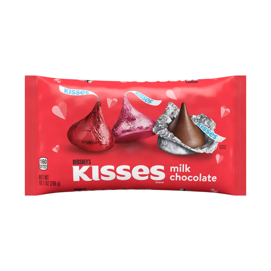 HERSHEY'S KISSES Valentine's Milk Chocolate Candy, 10.1 oz bag - Front of Package