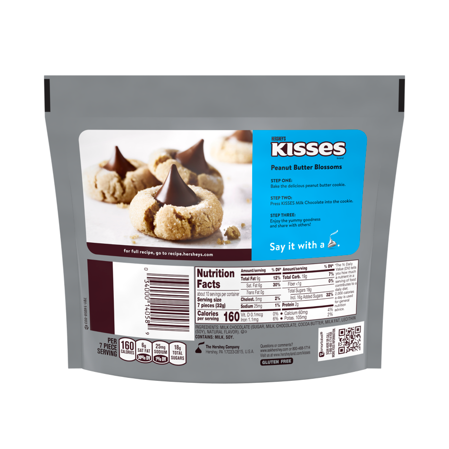 HERSHEY'S KISSES Milk Chocolate Candy, 10.8 oz pack - Back of Package