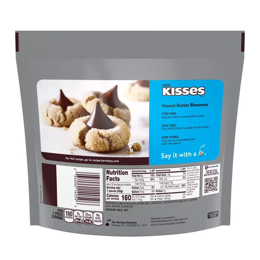 HERSHEY'S KISSES Milk Chocolate Candy, 17.9 oz pack - Back of Package