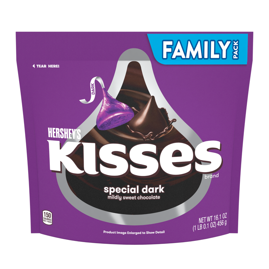 HERSHEY'S KISSES SPECIAL DARK Mildly Sweet Chocolate Candy, 16.1 oz pack - Front of Package