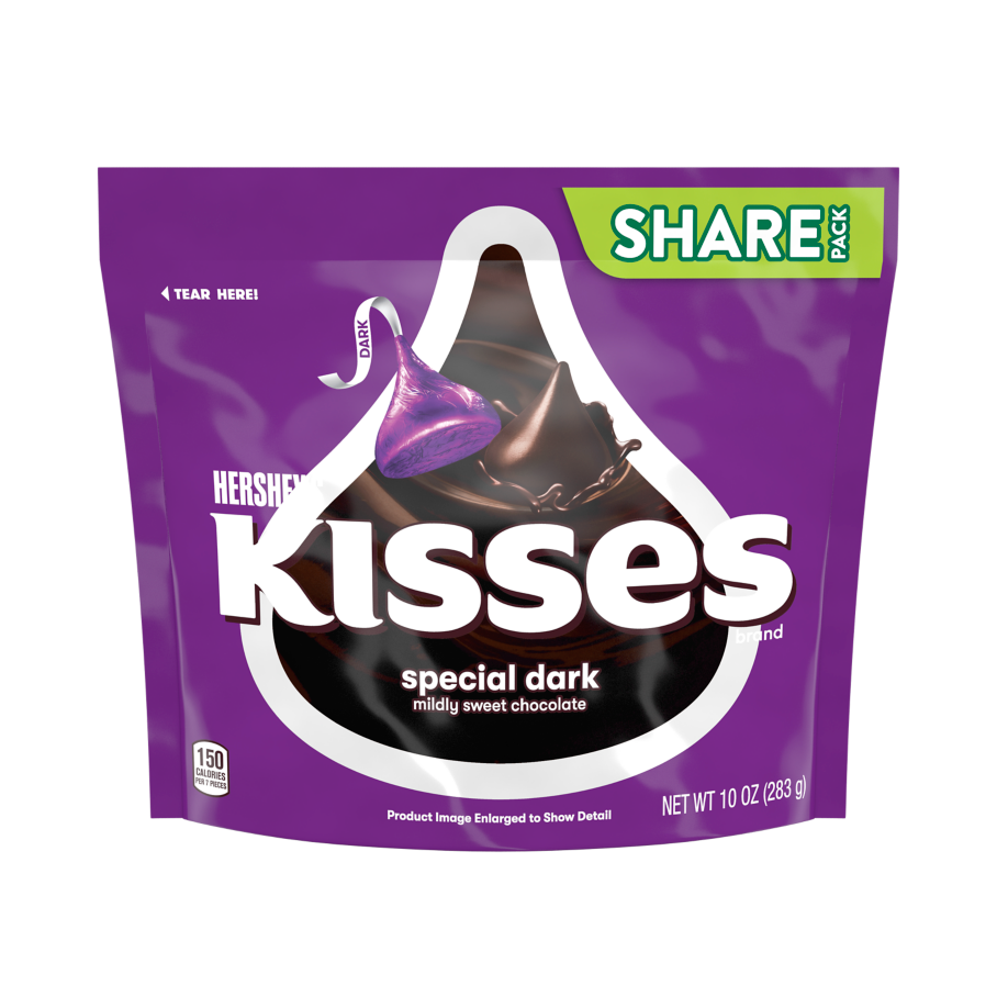 HERSHEY'S KISSES SPECIAL DARK Mildly Sweet Chocolate Candy, 10 oz pack - Front of Package