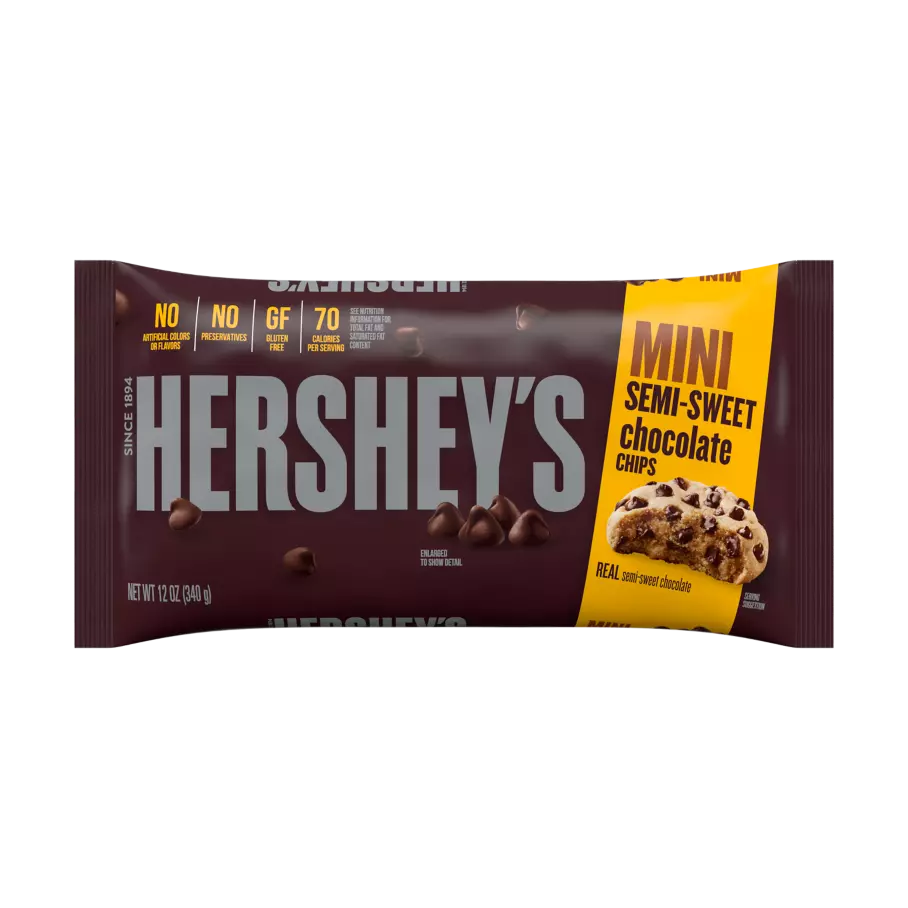 HERSHEY'S Mini Semi-Sweet Chocolate Chips, 12 oz bag - Front of Package
