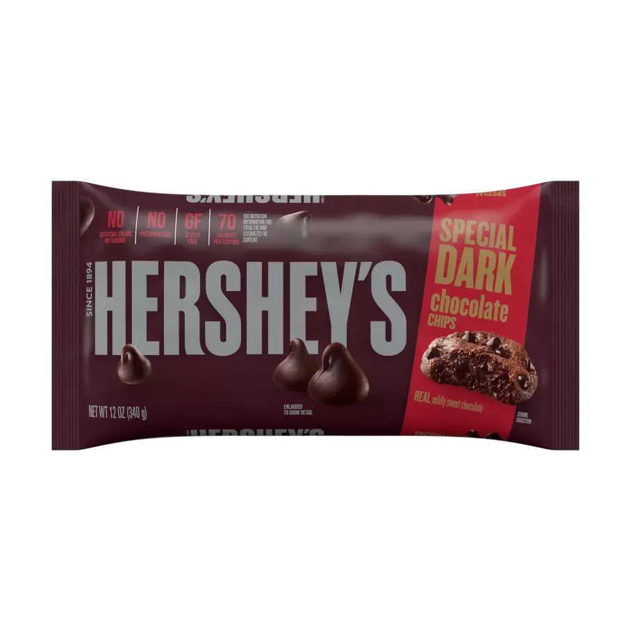 HERSHEY'S SPECIAL DARK Chocolate Chips, 12 oz bag - Front of Package
