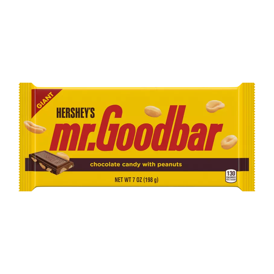 HERSHEY'S MR. GOODBAR Milk Chocolate with Peanuts Giant Candy Bar, 7 oz - Front of Package
