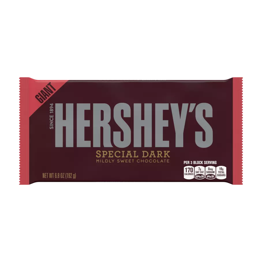 HERSHEY'S SPECIAL DARK Mildly Sweet Chocolate Giant Candy Bar, 6.8 oz - Front of Package