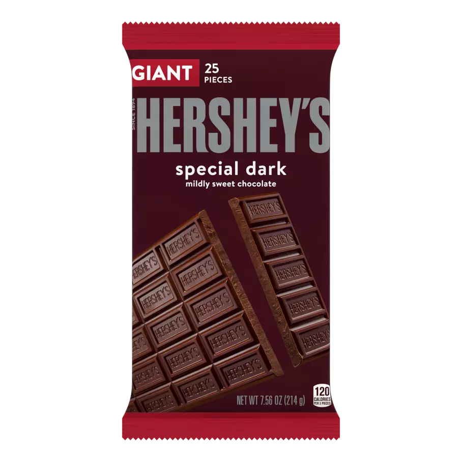 HERSHEY'S SPECIAL DARK Mildly Sweet Chocolate Giant Candy Bar, 7.56 oz - Front of Package