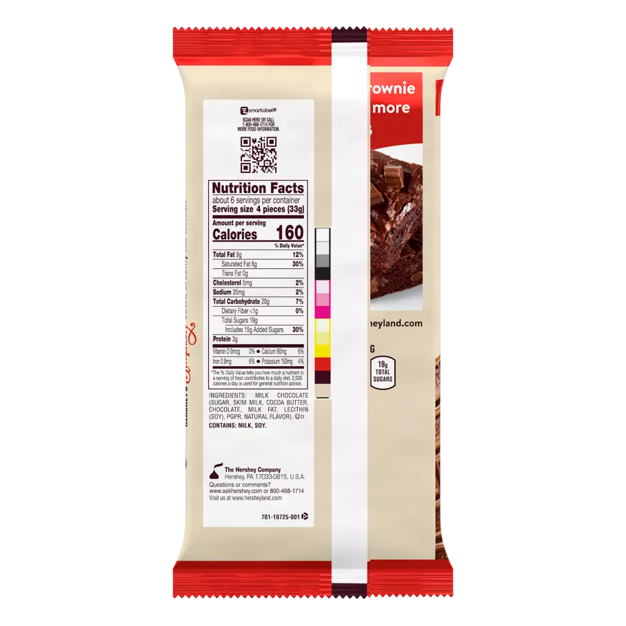 SYMPHONY Milk Chocolate Giant Candy Bar, 7.37 oz - Back of Package