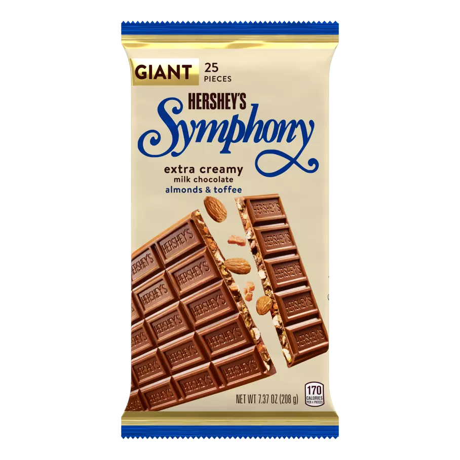 SYMPHONY Milk Chocolate with Almonds & Toffee Giant Candy Bar, 7.37 oz - Front of Package