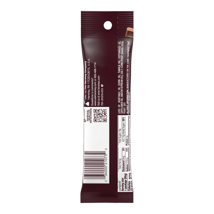 HERSHEY'S Milk Chocolate Snack Mix, 2 oz tube - Back of Package