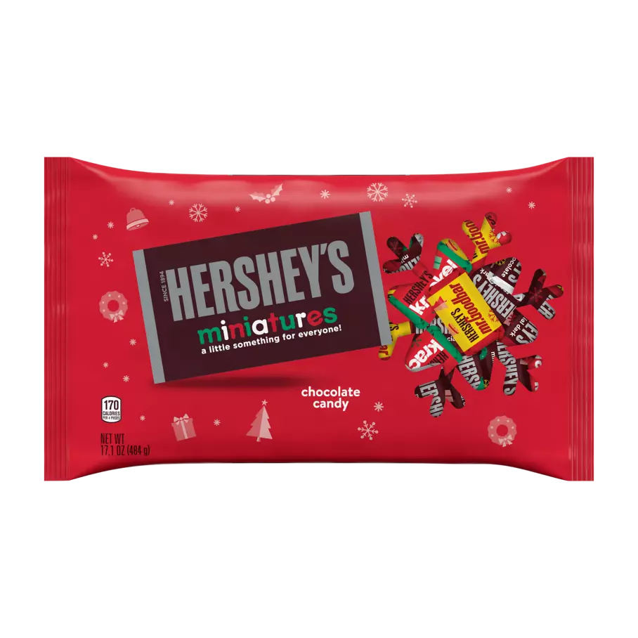 HERSHEY'S Holiday Miniatures Assortment, 17.1 oz bag - Front of Package