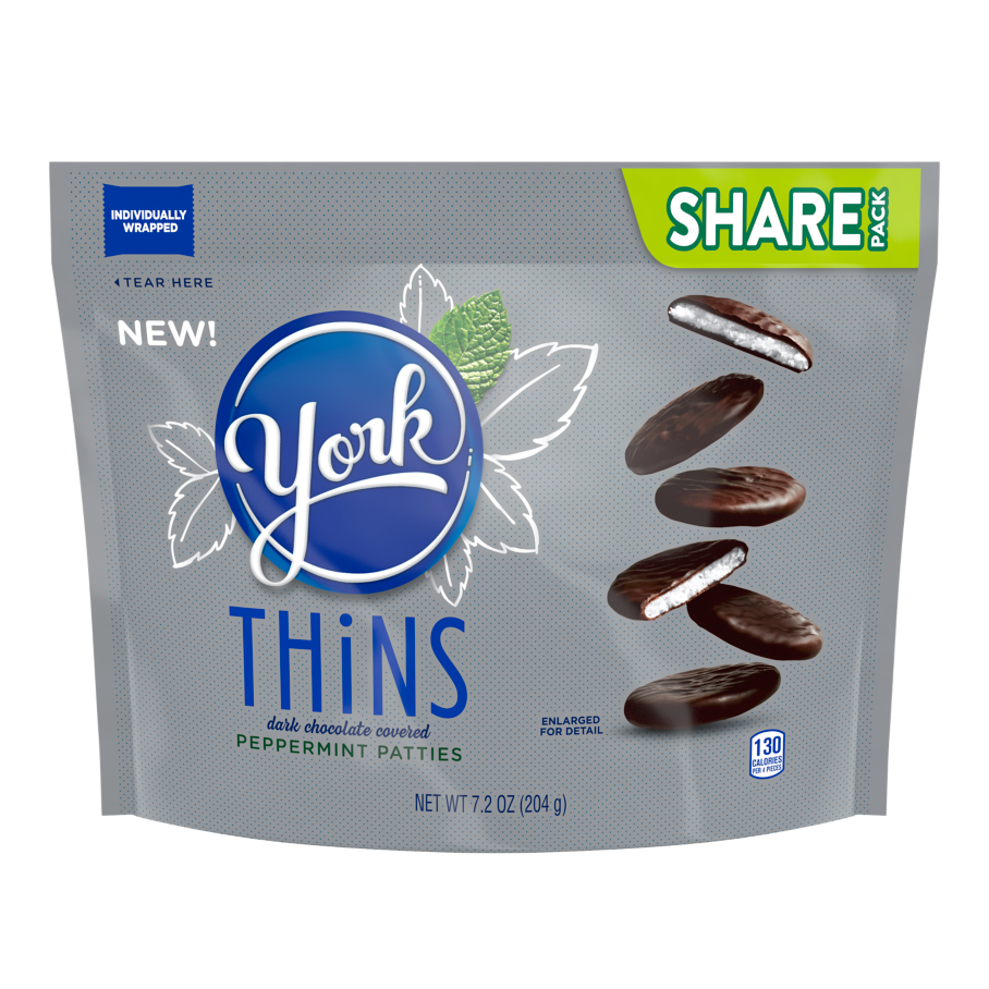 YORK THiNS Dark Chocolate Peppermint Patties, 7.2 oz pack - Front of Package
