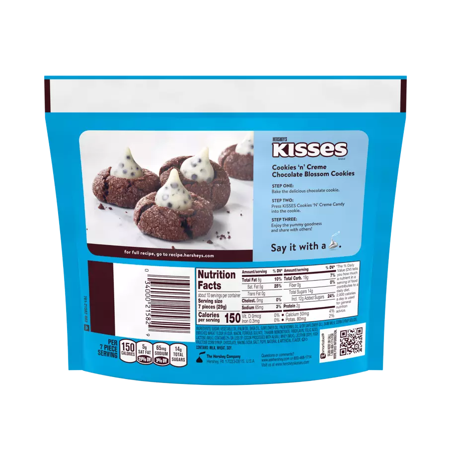 HERSHEY'S KISSES Cookies 'N' Creme Candy, 10 oz pack - Back of Package