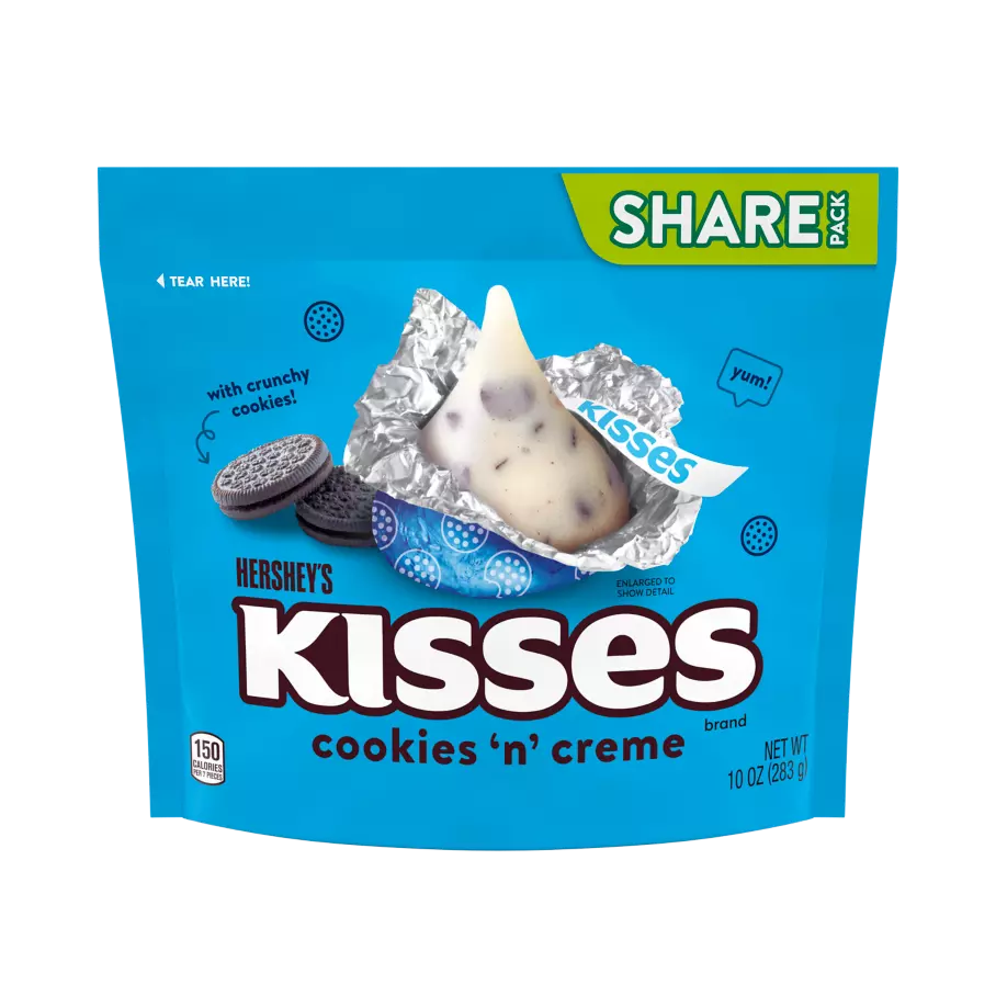 HERSHEY'S KISSES Cookies 'N' Creme Candy, 10 oz pack - Front of Package