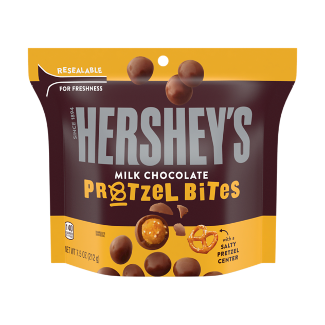HERSHEY'S Milk Chocolate Pretzel Bites, 7.5 oz bag - Front of Package