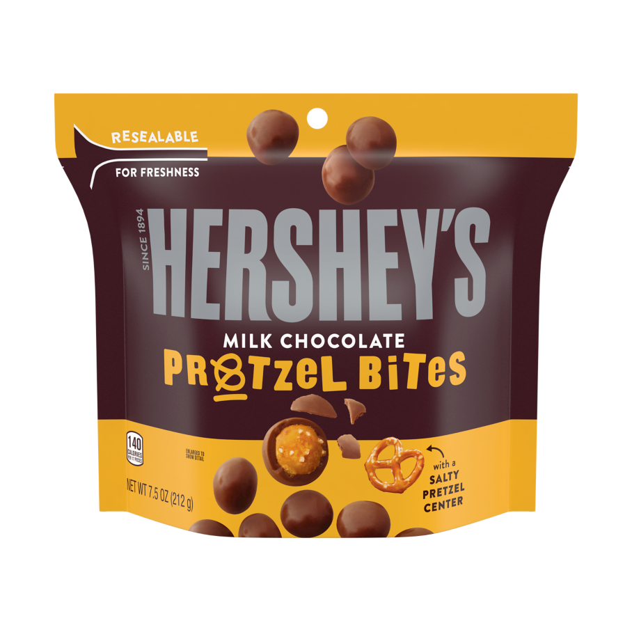 HERSHEY'S Milk Chocolate Pretzel Bites, 7.5 oz bag - Front of Package