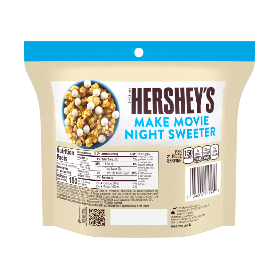 HERSHEY'S Cookies ‘N’ Creme Cookie Bites, 7.5 oz bag - Back of Package