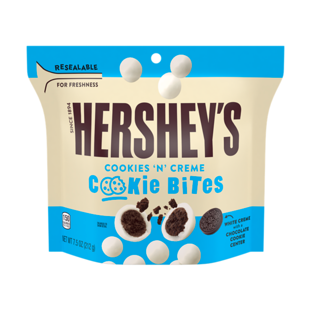 HERSHEY'S Cookies ‘N’ Creme Cookie Bites, 7.5 oz bag - Front of Package