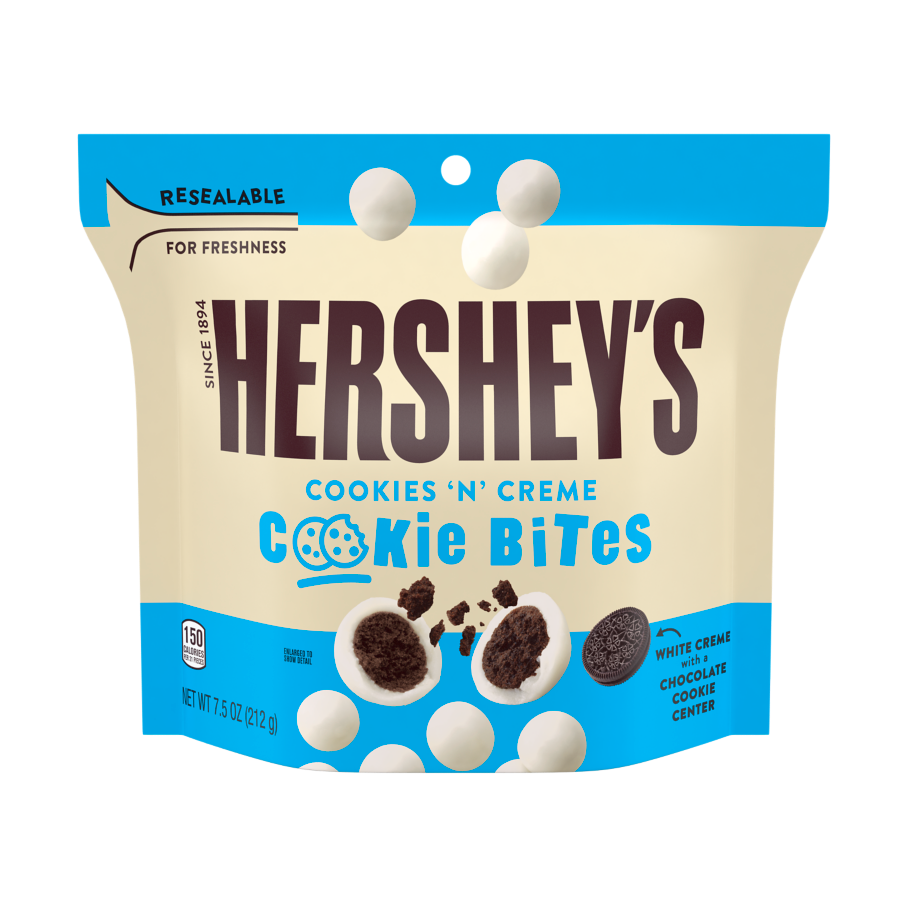 HERSHEY'S Cookies ‘N’ Creme Cookie Bites, 7.5 oz bag - Front of Package