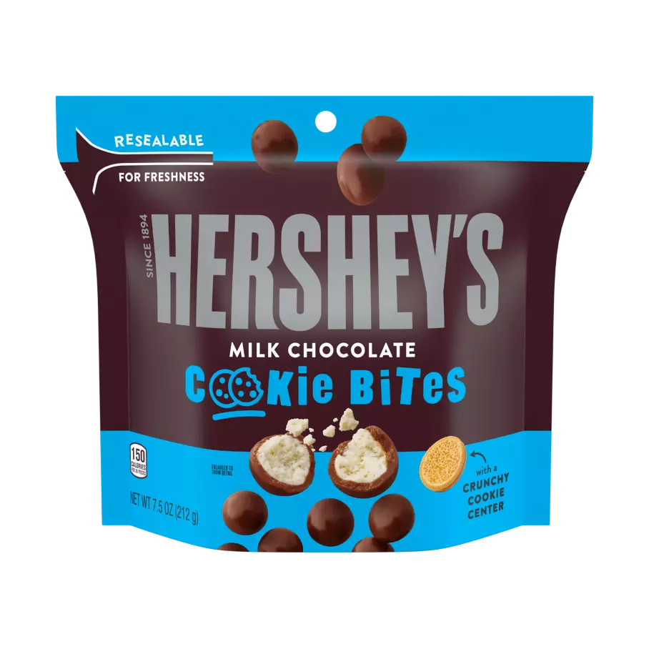 HERSHEY'S Milk Chocolate Cookie Bites, 7.5 oz bag - Front of Package