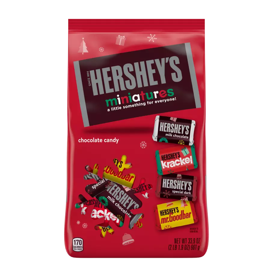 HERSHEY'S Holiday Miniatures Assortment, 33.9 oz bag - Front of Package