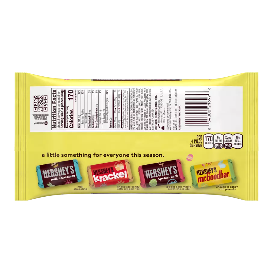 HERSHEY'S Easter Miniatures Assortment, 9.9 oz bag - Back of Package