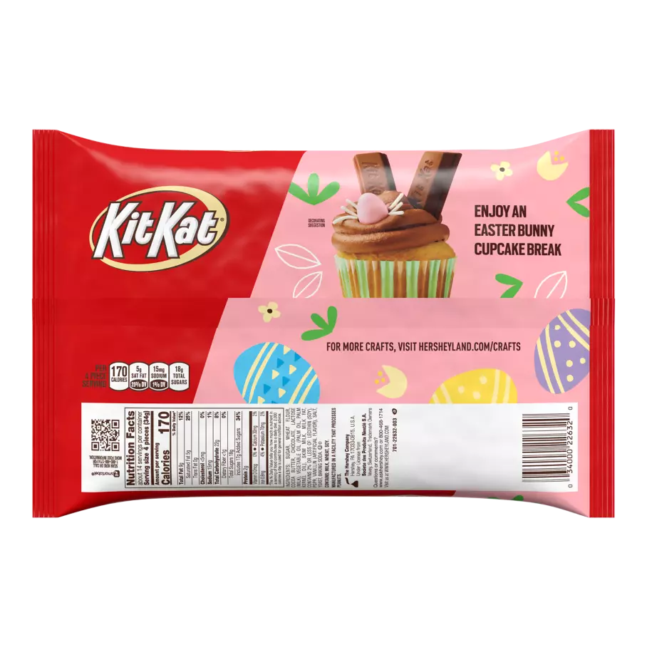 KIT KAT® Easter Milk Chocolate Miniatures Candy Bars, 17.1 oz bag - Back of Package