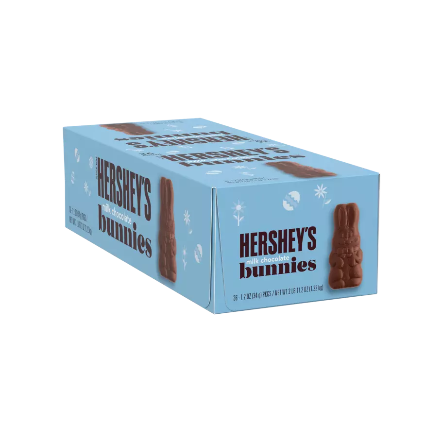 HERSHEY'S Easter Milk Chocolate Bunnies, 1.2 oz, 36 count box - Front of Package