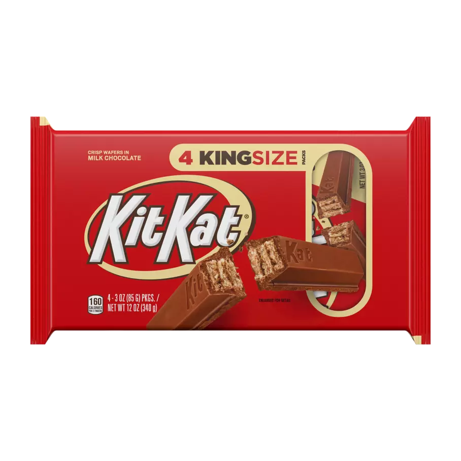 KIT KAT® Milk Chocolate King Size Candy Bars, 3 oz, 4 pack - Front of Package