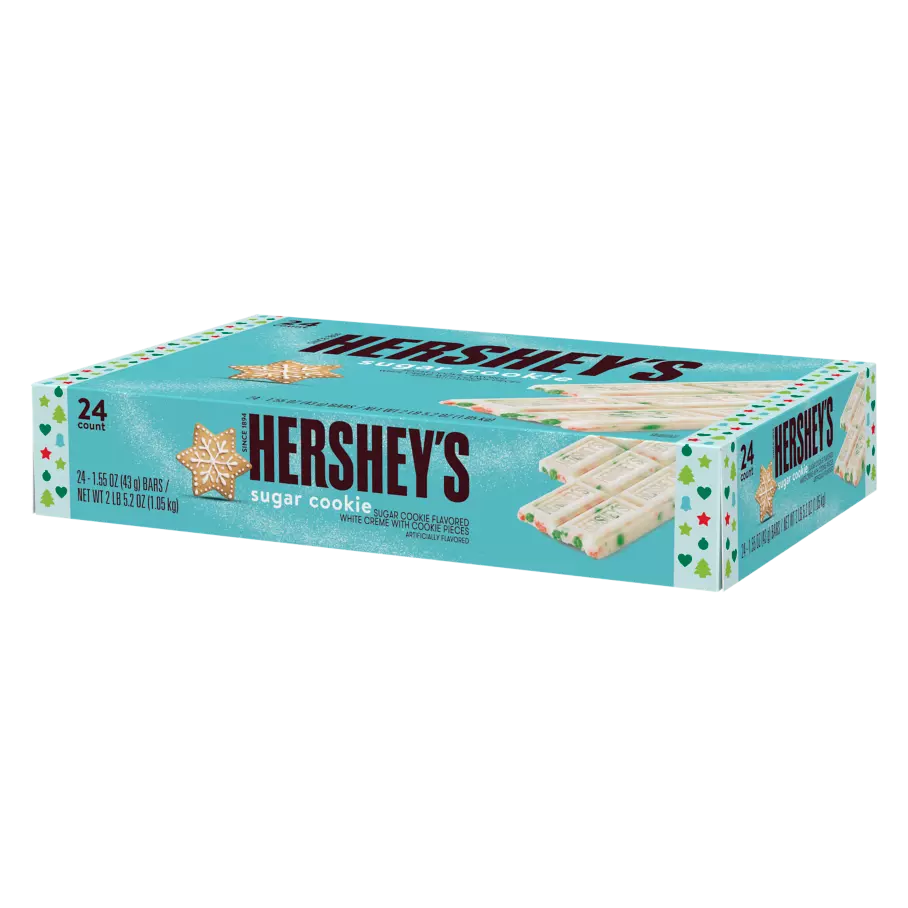 HERSHEY'S Sugar Cookie Candy Bars, 1.55 oz, 24 count box - Front of Package