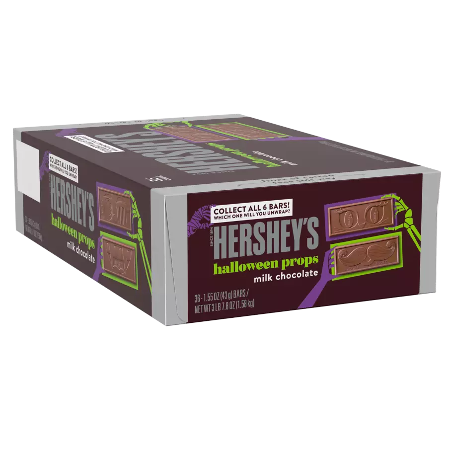 HERSHEY'S Halloween Props Milk Chocolate Candy Bars, 1.55 oz, 36 count box - Front of Package