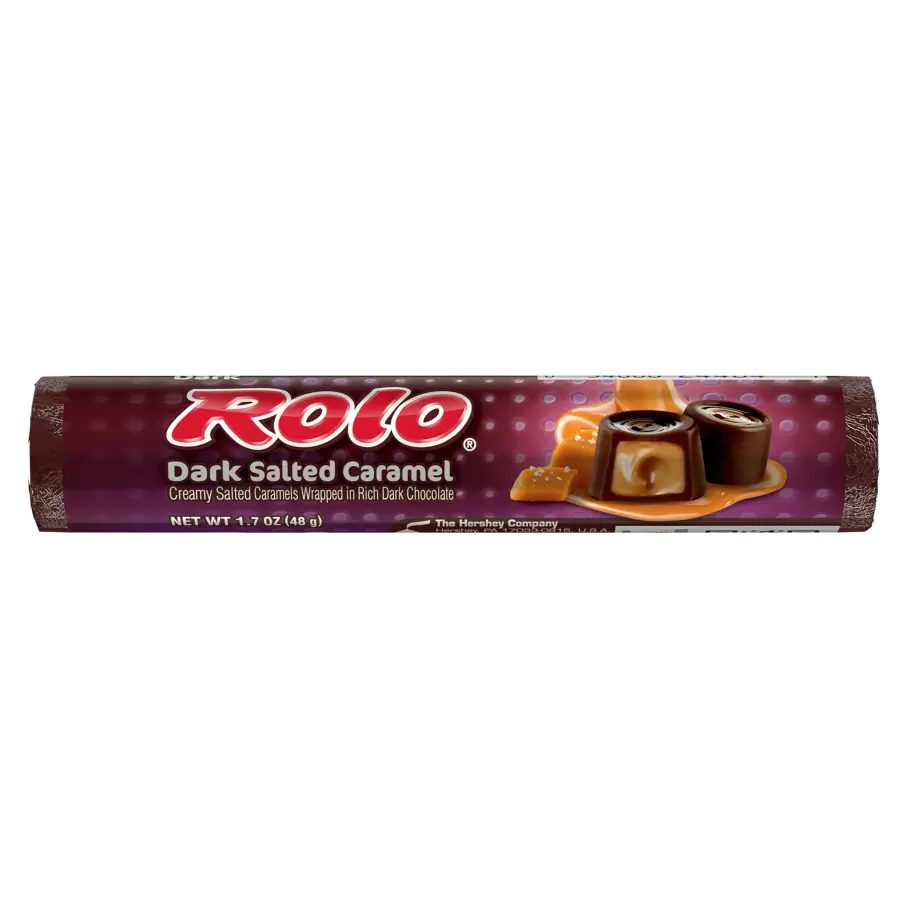 ROLO® Dark Salted Caramel in Rich Dark Chocolate Candy, 1.7 oz roll - Front of Package