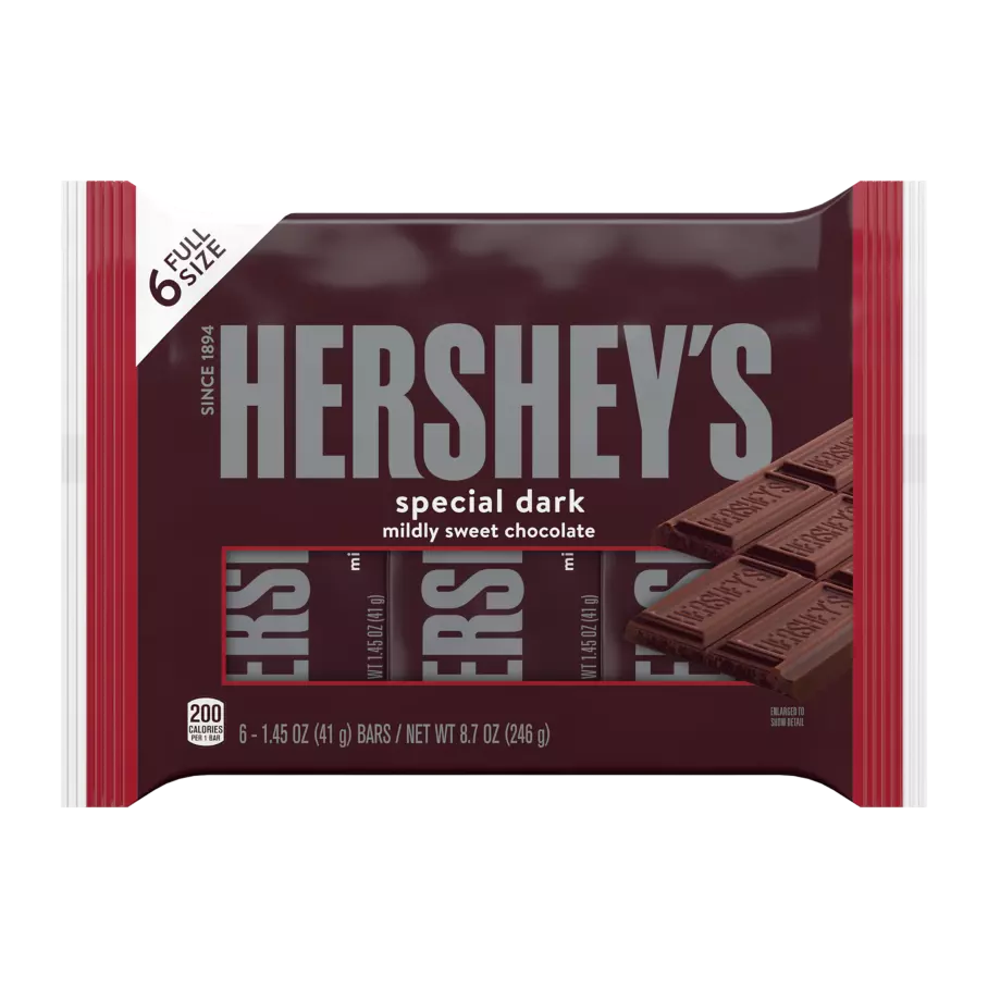 HERSHEY'S SPECIAL DARK Mildly Sweet Chocolate Candy Bars, 8.7 oz, 6 pack - Front of Package