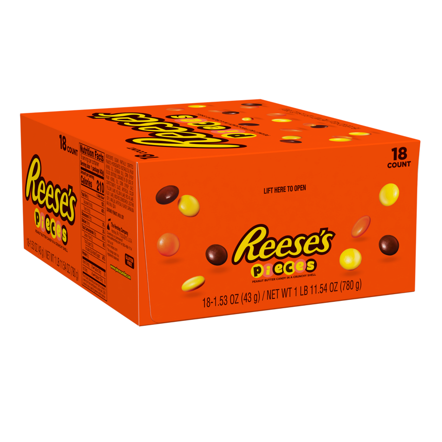REESE'S PIECES Peanut Butter Candy, 1.53 oz box, 18 count