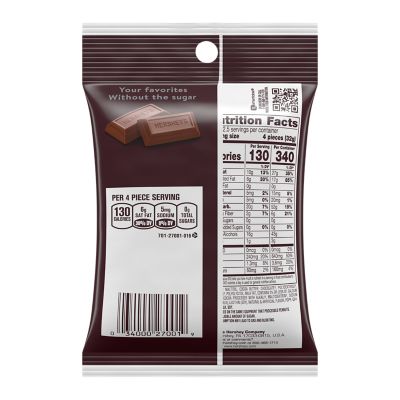 HERSHEY'S Zero Sugar Chocolate Candy Bars, 3 Oz Bag