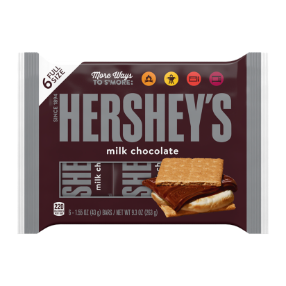 HERSHEY'S Milk Chocolate Candy Bars, 9.3 oz, 6 pack