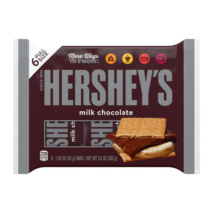 HERSHEY'S Milk Chocolate Candy Bars, 9.3 oz, 6 pack - Front of Package