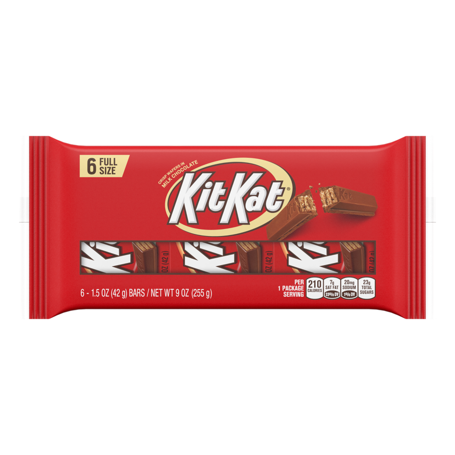 KIT KAT® Milk Chocolate Candy Bars, 1.5 oz, 6 pack - Front of Package