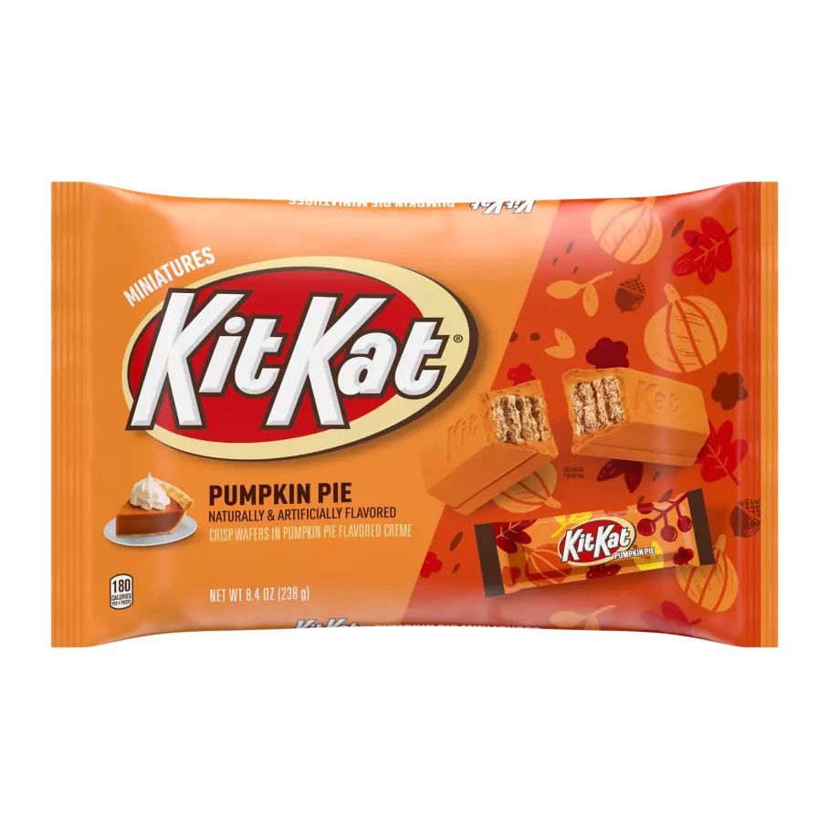 KIT KAT® Pumpkin Pie Miniatures Candy Bars, 8.4 oz bag - Front of Package