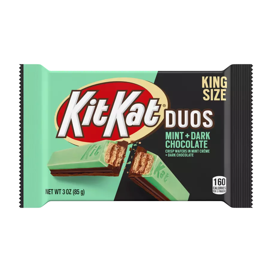 KIT KAT® DUOS Mint and Dark Chocolate King Size Candy Bar, 3 oz - Front of Package