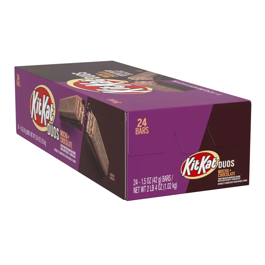 KIT KAT® DUOS Mocha and Chocolate Candy Bars, 36 oz box, 24 pack - Front of Package