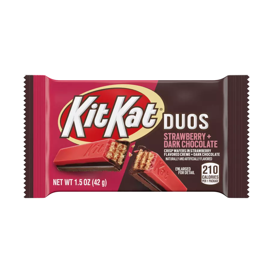 KIT KAT® DUOS Strawberry and Dark Chocolate Candy Bar, 1.5 oz - Front of Package