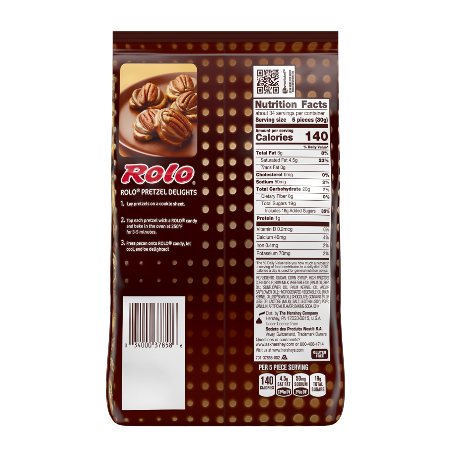 ROLO® Creamy Caramels in Rich Chocolate Candy, 35.6 oz pack - Back of Package